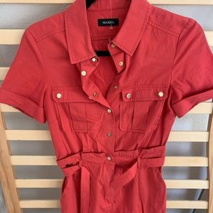 max&co red sleeve dress with pockets size 2